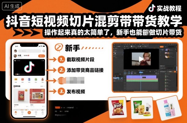 抖音短视频切片混剪带货教学，操作起来真的太简单了，新手也能做切片带货502首码项目网-最新首码项目发布平台-零投资首码项目-工作流-首码项目赚钱-首码项目-首码项目-推广资源源码-学科资源-全网最全最新项目502首码项目网