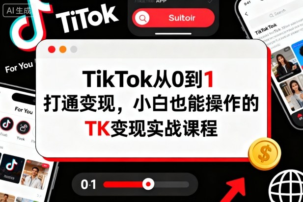 TikTok从0到1打通变现，小白也能操作的TK变现实战课程502首码项目网-最新首码项目发布平台-零投资首码项目-工作流-首码项目赚钱-首码项目-首码项目-推广资源源码-学科资源-全网最全最新项目502首码项目网