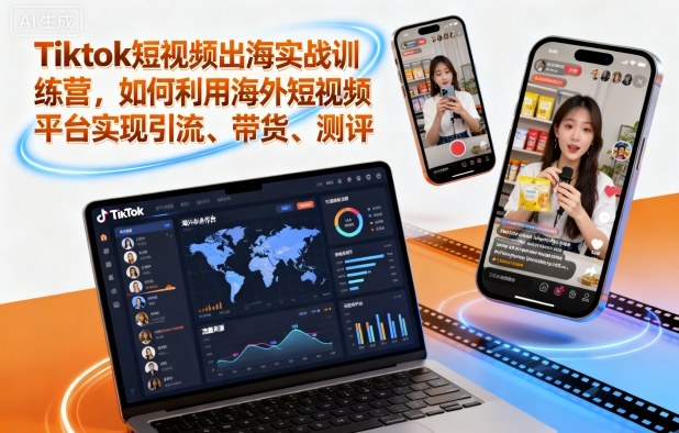 Tiktok短视频出海实战训练营，如何利用海外短视频平台实现引流、带货、测评502首码项目网-最新首码项目发布平台-零投资首码项目-工作流-首码项目赚钱-首码项目-首码项目-推广资源源码-学科资源-全网最全最新项目502首码项目网