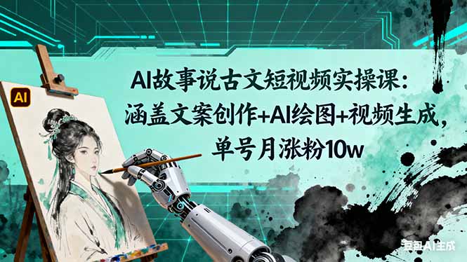 AI故事说古文短视频实操课：涵盖文案创作+AI绘图+视频生成，单号月涨粉10w502首码项目网-最新首码项目发布平台-零投资首码项目-工作流-首码项目赚钱-首码项目-首码项目-推广资源源码-学科资源-全网最全最新项目502首码项目网