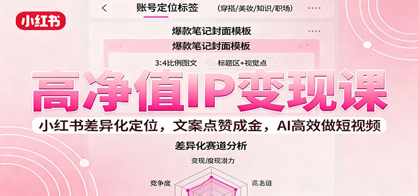 高净值IP变现课：小红书差异化定位，文案点赞成金， AI高效做短视频502首码项目网-最新首码项目发布平台-零投资首码项目-工作流-首码项目赚钱-首码项目-首码项目-推广资源源码-学科资源-全网最全最新项目502首码项目网