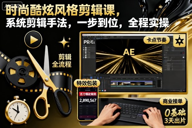 时尚酷炫风格剪辑课，系统剪辑手法，一步到位，全程实操502首码项目网-最新首码项目发布平台-零投资首码项目-工作流-首码项目赚钱-首码项目-首码项目-推广资源源码-学科资源-全网最全最新项目502首码项目网