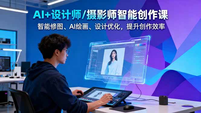 AI+设计师/摄影师智能创作课：智能修图、AI绘画、设计优化，提升创作效率502首码项目网-最新首码项目发布平台-零投资首码项目-工作流-首码项目赚钱-首码项目-首码项目-推广资源源码-学科资源-全网最全最新项目502首码项目网