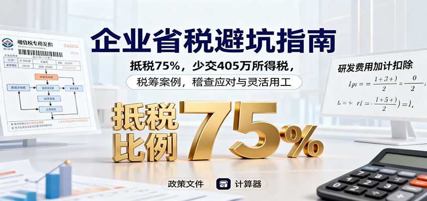 企业省税避坑指南：抵税75%，少交405万所得税，税筹案例，稽查应对与灵活用工502首码项目网-最新首码项目发布平台-零投资首码项目-工作流-首码项目赚钱-首码项目-首码项目-推广资源源码-学科资源-全网最全最新项目502首码项目网