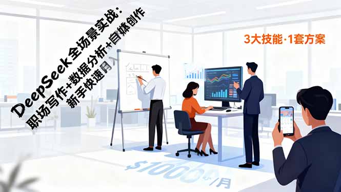 DeepSeek全场景实战：职场写作+数据分析+自媒体创作，新手快速月入过万502首码项目网-最新首码项目发布平台-零投资首码项目-工作流-首码项目赚钱-首码项目-首码项目-推广资源源码-学科资源-全网最全最新项目502首码项目网