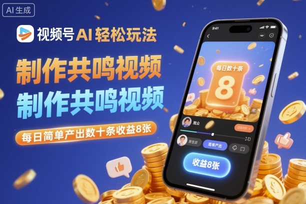 视频号AI轻松玩法，制作共鸣视频，每日简单产出数十条收益8张502首码项目网-最新首码项目发布平台-零投资首码项目-工作流-首码项目赚钱-首码项目-首码项目-推广资源源码-学科资源-全网最全最新项目502首码项目网