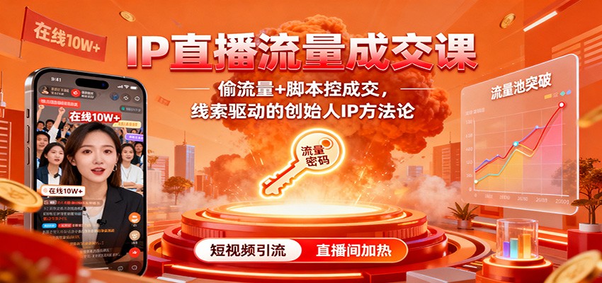 IP直播流量成交课：偷流量+脚本控成交，线索驱动的创始人IP方法论502首码项目网-最新首码项目发布平台-零投资首码项目-工作流-首码项目赚钱-首码项目-首码项目-推广资源源码-学科资源-全网最全最新项目502首码项目网