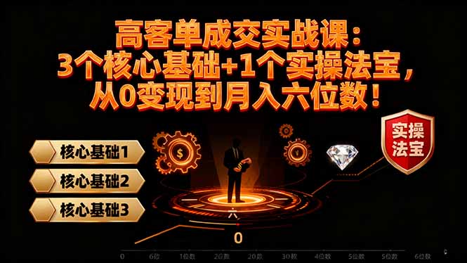 高 客单成交实战课：3个核心基础+1个实操法宝，从0变现到月入六位数！502首码项目网-最新首码项目发布平台-零投资首码项目-工作流-首码项目赚钱-首码项目-首码项目-推广资源源码-学科资源-全网最全最新项目502首码项目网