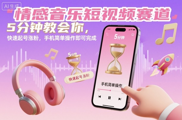 情感音乐短视频赛道，5分钟教会你，快速起号涨粉，手机简单操作即可完成502首码项目网-最新首码项目发布平台-零投资首码项目-工作流-首码项目赚钱-首码项目-首码项目-推广资源源码-学科资源-全网最全最新项目502首码项目网