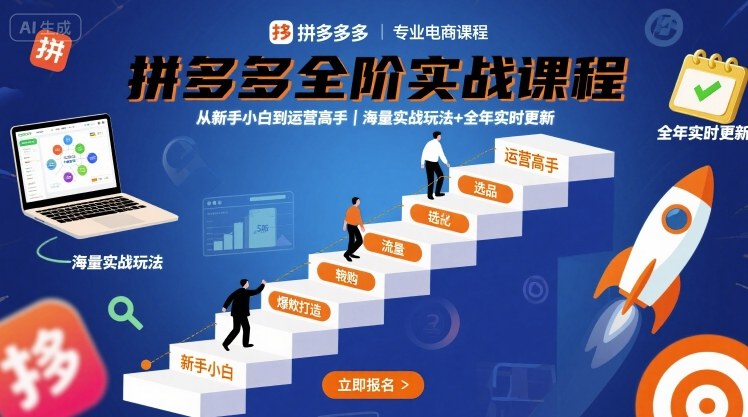 拼多多全阶实战课程，从新手小白到运营高手，海量实战玩法+全年实时更新【2025年10月更新】502首码项目网-最新首码项目发布平台-零投资首码项目-工作流-首码项目赚钱-首码项目-首码项目-推广资源源码-学科资源-全网最全最新项目502首码项目网