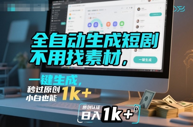 全自动生成短剧，不用找素材，不用剪辑，一键生成，秒过原创，小白也能轻松日入1k+【揭秘】502首码项目网-最新首码项目发布平台-零投资首码项目-工作流-首码项目赚钱-首码项目-首码项目-推广资源源码-学科资源-全网最全最新项目502首码项目网