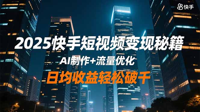 2025快手短视频变现秘籍，AI制作+流量优化，日均收益轻松破千502首码项目网-最新首码项目发布平台-零投资首码项目-工作流-首码项目赚钱-首码项目-首码项目-推广资源源码-学科资源-全网最全最新项目502首码项目网