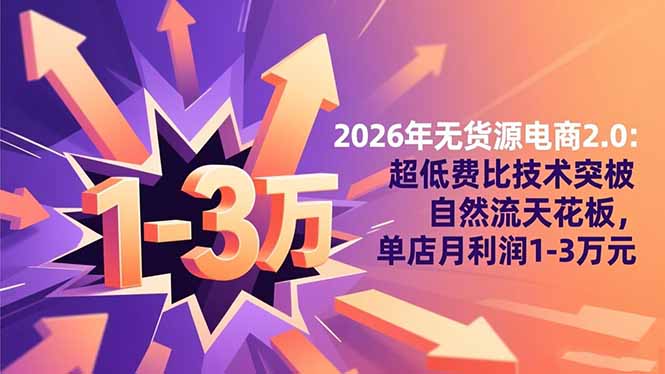 2026年无货源电商2.0：超低费比技术突破自然流天花板，单店月利润1-3万元502首码项目网-最新首码项目发布平台-零投资首码项目-工作流-首码项目赚钱-首码项目-首码项目-推广资源源码-学科资源-全网最全最新项目502首码项目网