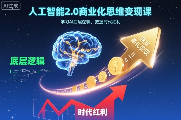 人工智能2.0商业化思维变现课，学习AI底层逻辑，把握时代红利502首码项目网-最新首码项目发布平台-零投资首码项目-工作流-首码项目赚钱-首码项目-首码项目-推广资源源码-学科资源-全网最全最新项目502首码项目网