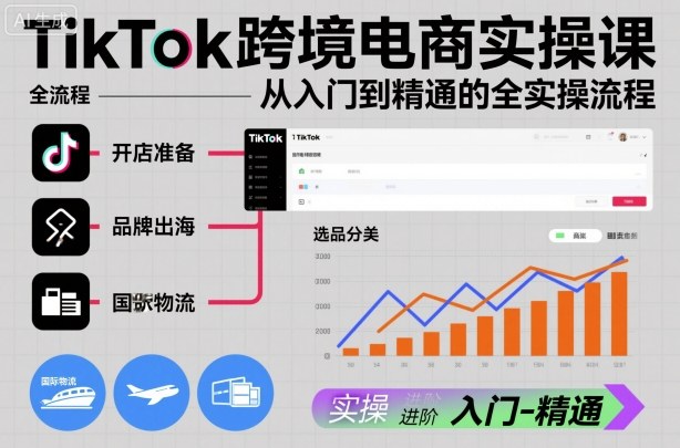 TikTok跨境电商实操课，从入门到精通的全实操流程502首码项目网-最新首码项目发布平台-零投资首码项目-工作流-首码项目赚钱-首码项目-首码项目-推广资源源码-学科资源-全网最全最新项目502首码项目网