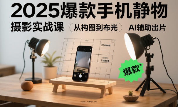 2025爆款手机静物摄影实战课，从构图到布光，不用贵设备，AI辅助出片502首码项目网-最新首码项目发布平台-零投资首码项目-工作流-首码项目赚钱-首码项目-首码项目-推广资源源码-学科资源-全网最全最新项目502首码项目网