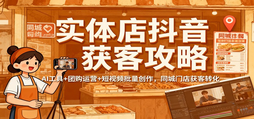 实体店抖音获客攻略：AI工具+团购运营+短视频批量创作，同城门店获客转化502首码项目网-最新首码项目发布平台-零投资首码项目-工作流-首码项目赚钱-首码项目-首码项目-推广资源源码-学科资源-全网最全最新项目502首码项目网