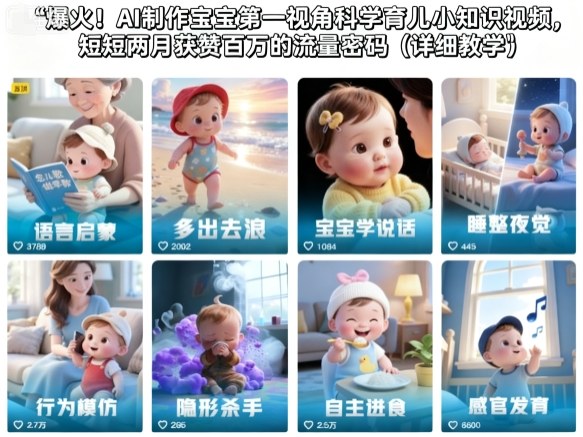 爆火！AI制作宝宝第一视角科学育儿小知识视频，短短两月获赞百万的流量密码(详细教学)502首码项目网-最新首码项目发布平台-零投资首码项目-工作流-首码项目赚钱-首码项目-首码项目-推广资源源码-学科资源-全网最全最新项目502首码项目网