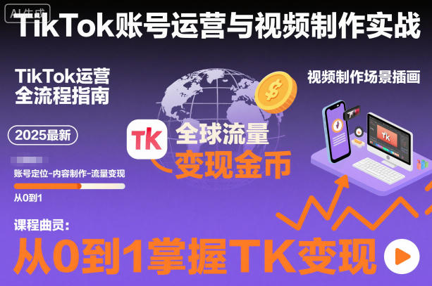 2025最新TikTok账号运营与视频制作实战全流程，从0到1掌握TK变现(含11月最新TK搬运技术)502首码项目网-最新首码项目发布平台-零投资首码项目-工作流-首码项目赚钱-首码项目-首码项目-推广资源源码-学科资源-全网最全最新项目502首码项目网
