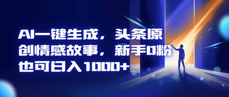 AI一键生成，头条原创情感故事，新手0粉也可日入1000+502首码项目网-最新首码项目发布平台-零投资首码项目-工作流-首码项目赚钱-首码项目-首码项目-推广资源源码-学科资源-全网最全最新项目502首码项目网