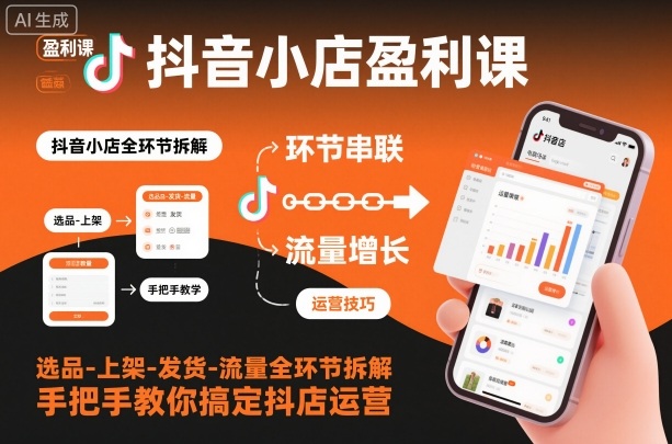 抖音小店盈利课-选品-上架-发货-流量全环节拆解，手把手教你搞定抖店运营502首码项目网-最新首码项目发布平台-零投资首码项目-工作流-首码项目赚钱-首码项目-首码项目-推广资源源码-学科资源-全网最全最新项目502首码项目网