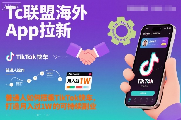 Tc联盟海外App拉新：普通人如何搭乘TikTok快车，打造月入过1W的可持续副业502首码项目网-最新首码项目发布平台-零投资首码项目-工作流-首码项目赚钱-首码项目-首码项目-推广资源源码-学科资源-全网最全最新项目502首码项目网