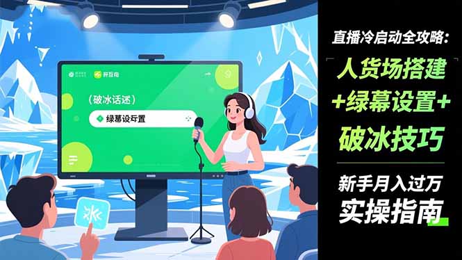 直播冷启动全攻略:人货场搭建+绿幕设置+破冰技巧，新手月入过万实操指南502首码项目网-最新首码项目发布平台-零投资首码项目-工作流-首码项目赚钱-首码项目-首码项目-推广资源源码-学科资源-全网最全最新项目502首码项目网