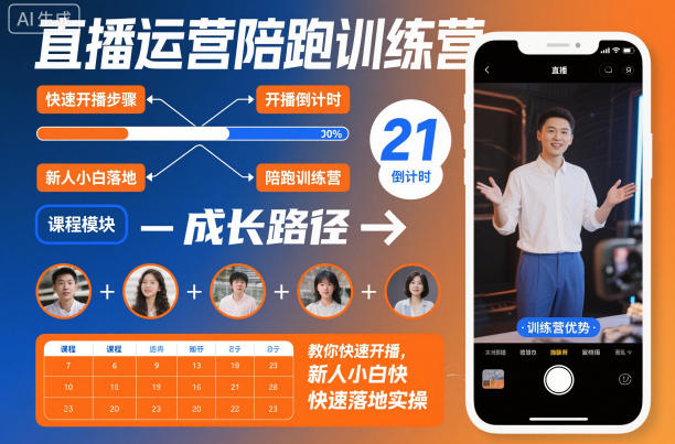 直播运营陪跑训练营，教你快速开播，新人小白快速落地实操502首码项目网-最新首码项目发布平台-零投资首码项目-工作流-首码项目赚钱-首码项目-首码项目-推广资源源码-学科资源-全网最全最新项目502首码项目网