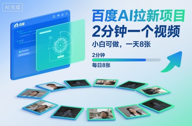 百度AI拉新项目，2分钟一个视频，小白可做，一天8张【附案例+保姆级教程】502首码项目网-最新首码项目发布平台-零投资首码项目-工作流-首码项目赚钱-首码项目-首码项目-推广资源源码-学科资源-全网最全最新项目502首码项目网