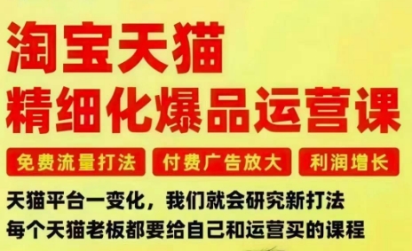 淘宝天猫精细化爆品运营课，免费流量打法-付费广告放大-利润增长-三大核心痛点，一次全部解决502首码项目网-最新首码项目发布平台-零投资首码项目-工作流-首码项目赚钱-首码项目-首码项目-推广资源源码-学科资源-全网最全最新项目502首码项目网