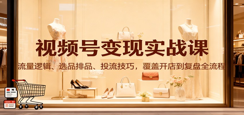 视频号变现实战课：流量逻辑、选品排品、投流技巧，覆盖开店到复盘全流程502首码项目网-最新首码项目发布平台-零投资首码项目-工作流-首码项目赚钱-首码项目-首码项目-推广资源源码-学科资源-全网最全最新项目502首码项目网