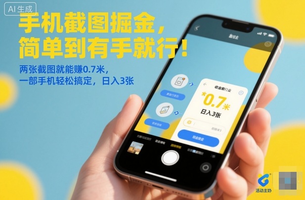 手机截图掘金，简单到有手就行！两张截图就能賺0.7米，一部手机轻松搞定，日入3张【揭秘】502首码项目网-最新首码项目发布平台-零投资首码项目-工作流-首码项目赚钱-首码项目-首码项目-推广资源源码-学科资源-全网最全最新项目502首码项目网