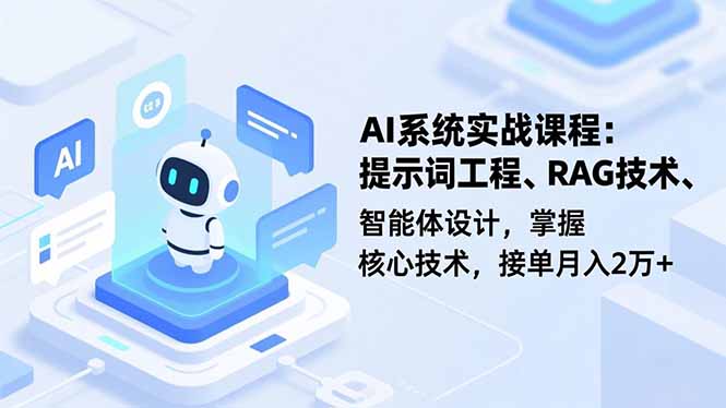 AI系统实战课程，提示词工程、RAG技术、智能体设计，掌握核心技术，接单月入2万+502首码项目网-最新首码项目发布平台-零投资首码项目-工作流-首码项目赚钱-首码项目-首码项目-推广资源源码-学科资源-全网最全最新项目502首码项目网
