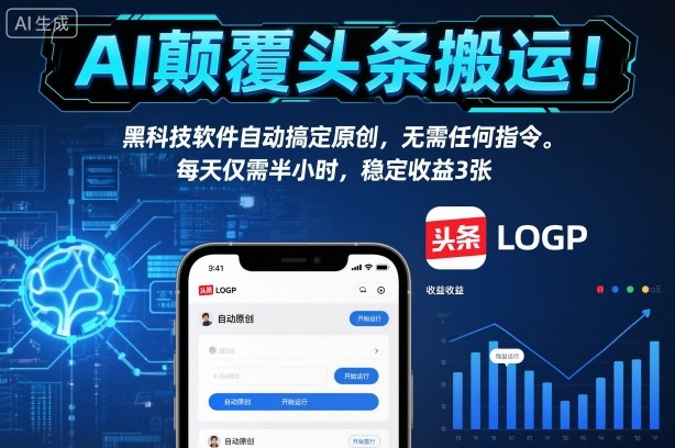 AI颠覆头条搬运！黑科技软件自动搞定原创，无需任何指令。每天仅需半小时，稳定收益3张【揭秘】502首码项目网-最新首码项目发布平台-零投资首码项目-工作流-首码项目赚钱-首码项目-首码项目-推广资源源码-学科资源-全网最全最新项目502首码项目网