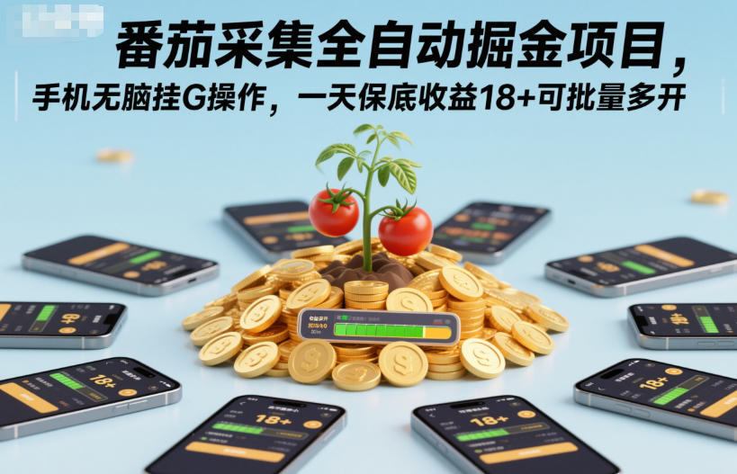 番茄采集全自动掘金项目，手机无脑挂G操作，一天保底收益18+可批量多开【揭秘】502首码项目网-最新首码项目发布平台-零投资首码项目-工作流-首码项目赚钱-首码项目-首码项目-推广资源源码-学科资源-全网最全最新项目502首码项目网