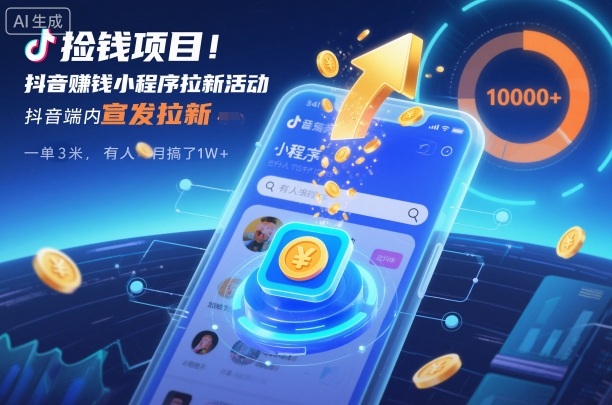 捡钱项目！抖音賺钱小程序拉新活动，抖音端内宣发拉新，一单3米，有人半个月搞了1W+502首码项目网-最新首码项目发布平台-零投资首码项目-工作流-首码项目赚钱-首码项目-首码项目-推广资源源码-学科资源-全网最全最新项目502首码项目网