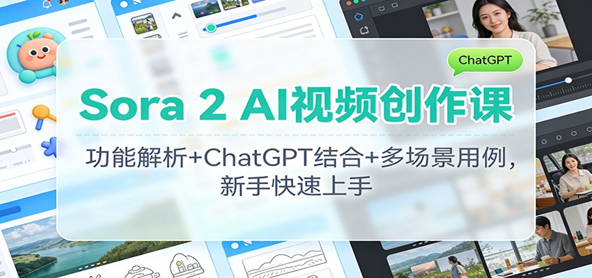Sora 2 AI视频创作课：功能解析+ChatGPT结合+多场景用例，新手快速上手502首码项目网-最新首码项目发布平台-零投资首码项目-工作流-首码项目赚钱-首码项目-首码项目-推广资源源码-学科资源-全网最全最新项目502首码项目网