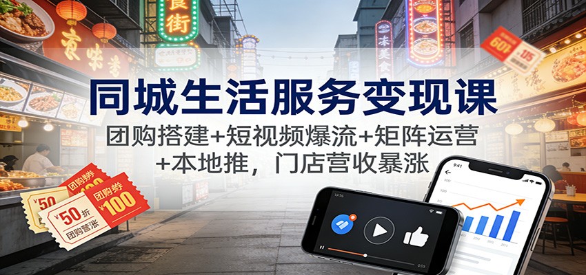 同城生活服务变现课：团购搭建+短视频爆流+矩阵运营+本地推，门店营收暴涨502首码项目网-最新首码项目发布平台-零投资首码项目-工作流-首码项目赚钱-首码项目-首码项目-推广资源源码-学科资源-全网最全最新项目502首码项目网