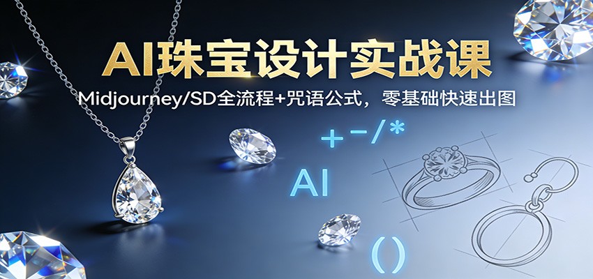 AI珠宝设计实战课：Midjourney/SD全流程+咒语公式，零基础快速出图502首码项目网-最新首码项目发布平台-零投资首码项目-工作流-首码项目赚钱-首码项目-首码项目-推广资源源码-学科资源-全网最全最新项目502首码项目网