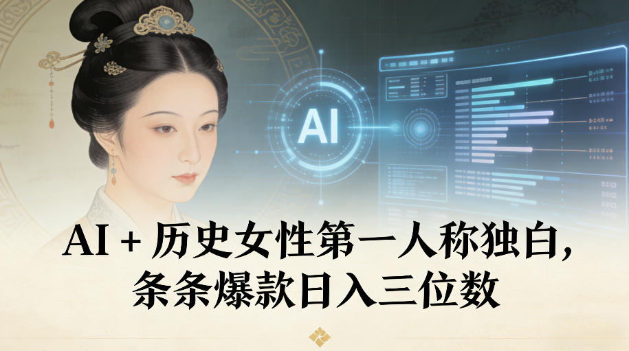 AI+历史女性第一人称独白，条条爆款日入三位数502首码项目网-最新首码项目发布平台-零投资首码项目-工作流-首码项目赚钱-首码项目-首码项目-推广资源源码-学科资源-全网最全最新项目502首码项目网