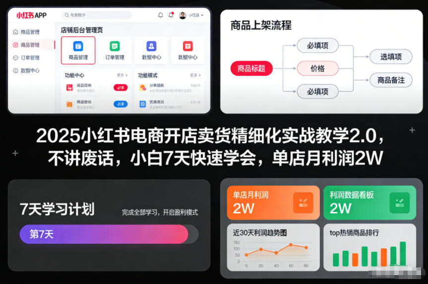2025小红书电商开店卖货精细化实战教学2.0，不讲废话，小白7天快速学会，单店月利润2W502首码项目网-最新首码项目发布平台-零投资首码项目-工作流-首码项目赚钱-首码项目-首码项目-推广资源源码-学科资源-全网最全最新项目502首码项目网