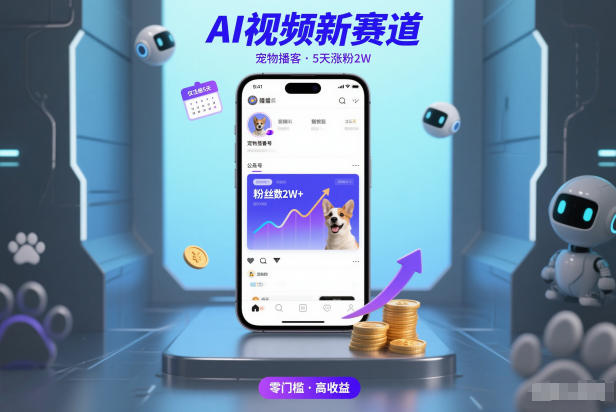 AI视频新赛道，宠物播客仅注册5天涨粉2W，收益非常可观502首码项目网-最新首码项目发布平台-零投资首码项目-工作流-首码项目赚钱-首码项目-首码项目-推广资源源码-学科资源-全网最全最新项目502首码项目网