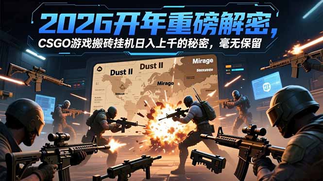 2026开年重磅解密，CSGO游戏搬砖挂机日入上千的秘密，毫无保留502首码项目网-最新首码项目发布平台-零投资首码项目-工作流-首码项目赚钱-首码项目-首码项目-推广资源源码-学科资源-全网最全最新项目502首码项目网