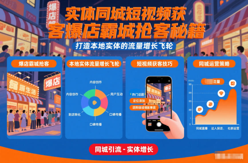 实体同城短视频获客爆店霸城抢客秘籍，打造本地实体的流量增长飞轮502首码项目网-最新首码项目发布平台-零投资首码项目-工作流-首码项目赚钱-首码项目-首码项目-推广资源源码-学科资源-全网最全最新项目502首码项目网