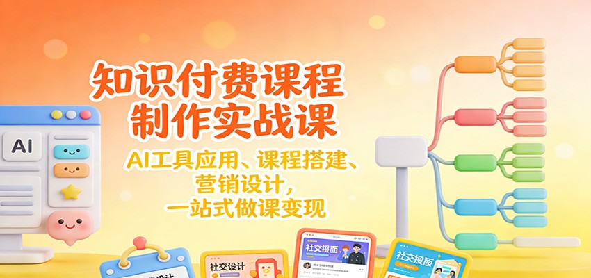 知识付费课程制作实战课：AI工具应用 、课程搭建、营销设计，一站式做课变现502首码项目网-最新首码项目发布平台-零投资首码项目-工作流-首码项目赚钱-首码项目-首码项目-推广资源源码-学科资源-全网最全最新项目502首码项目网