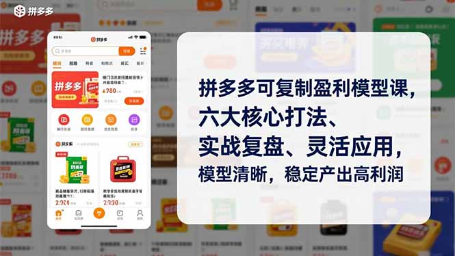 拼多多可复制盈利模型课，六大核心打法、实战复盘、灵活应用，模型清晰，稳定产出高利润502首码项目网-最新首码项目发布平台-零投资首码项目-工作流-首码项目赚钱-首码项目-首码项目-推广资源源码-学科资源-全网最全最新项目502首码项目网
