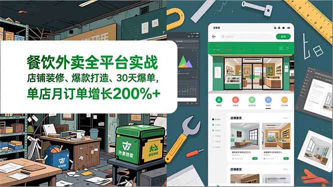餐饮外卖全平台实战,店铺装修、爆款打造、30天爆单,手把手教学,单店月订单增长200%+502首码项目网-最新首码项目发布平台-零投资首码项目-工作流-首码项目赚钱-首码项目-首码项目-推广资源源码-学科资源-全网最全最新项目502首码项目网