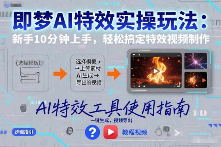 即梦AI特效实操玩法：新手10分钟上手，轻松搞定特效视频制作502首码项目网-最新首码项目发布平台-零投资首码项目-工作流-首码项目赚钱-首码项目-首码项目-推广资源源码-学科资源-全网最全最新项目502首码项目网