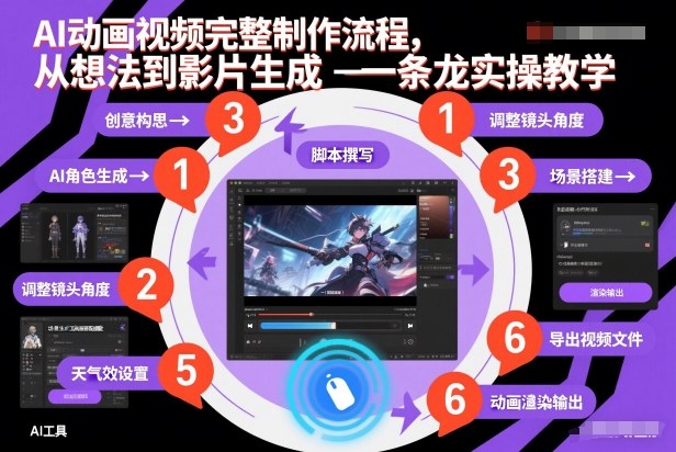 AI动画视频完整制作流程，从想法到影片生成一条龙实操教学502首码项目网-最新首码项目发布平台-零投资首码项目-工作流-首码项目赚钱-首码项目-首码项目-推广资源源码-学科资源-全网最全最新项目502首码项目网