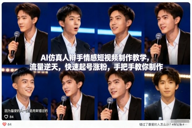 AI仿真人辩手情感短视频制作教学，流量逆天，快速起号涨粉，手把手教你制作502首码项目网-最新首码项目发布平台-零投资首码项目-工作流-首码项目赚钱-首码项目-首码项目-推广资源源码-学科资源-全网最全最新项目502首码项目网